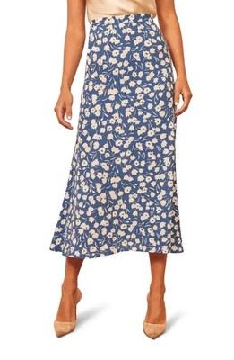 REFORMATION Bea Floral Print Crepe Midi 