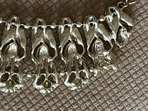Collar Gargantilla BSK Tono Dorado Hojas Flores Declaración Renacimiento Egipcio De Colección - Imagen 7 de 7
