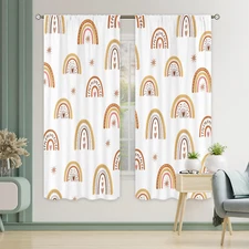 Cortinas infantiles arcoíris, 42x63 pulgadas, diseño boho con estrellas.