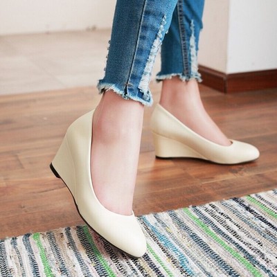Womens Mary Janes Pumps Sexy Sandals Wedge Shallow Lady Work Office Shoes Party