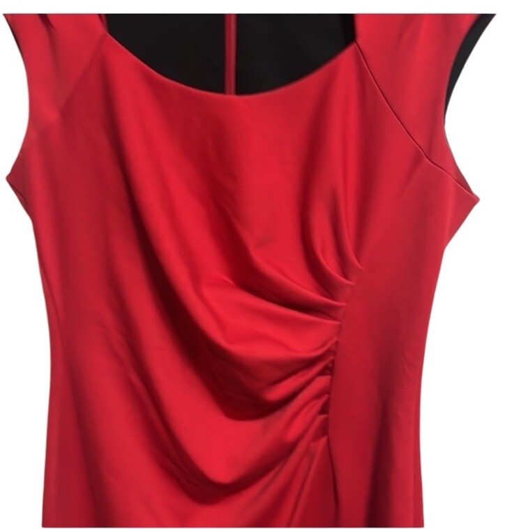 Ellen Tracy Red Ruched Shift Dress. Size 10.