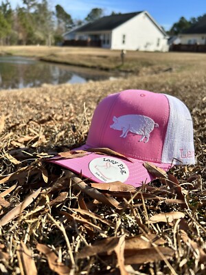 Richardson 112 Original Trucker Hat Snapback Pink & White Mesh. Lazy pig