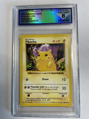 pikachu red cheeks shadowless psa 8 | eBay
