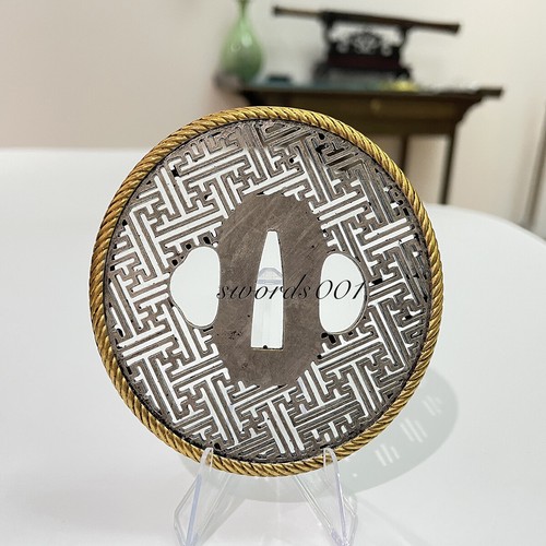 Gold Silver Plated Brass Tsuba Hand Guard For Japanese Katana Sword Maintenance - Picture 10 of 21