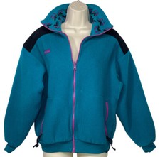 Vintage Columbia Jacket Womens Large Aztec Radial Sleeve Fleece Made In USA