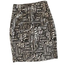 Vintage 90s Worthington Black  White Pencil Stretch Skirt SIZE 6