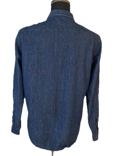 Baldwin Shirt Mens Large Blue Dark Wash Denim Button Down Cotton - Picture 4 of 12