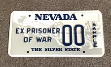 RARE Double Zero Variation NEVADA EX PRISONER OF WAR LICENSE PLATE
