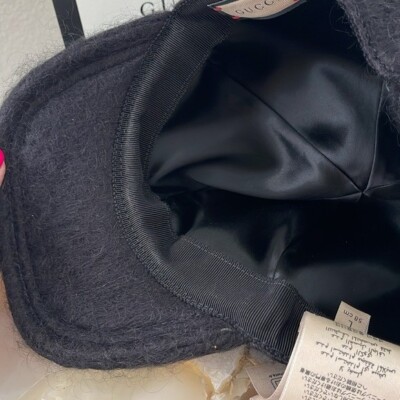 $1,185 New GUCCI Mohair GG Lauren Baseball Hat BLACK L large 58 cm $1,185 NEW GUCCI Mohair GG Lauren Baseball Hat BLACK L large  main image 4