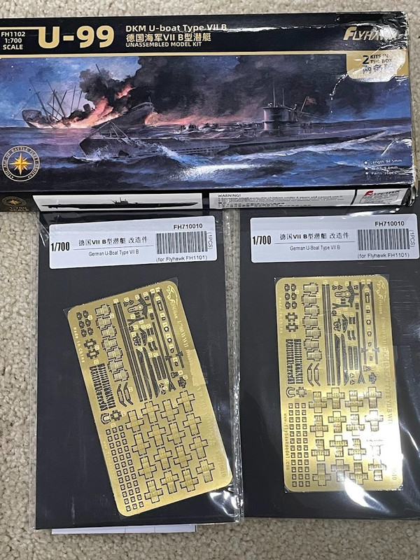 1/700 Flyhawk U-boat lot, U-99 + PE details.
