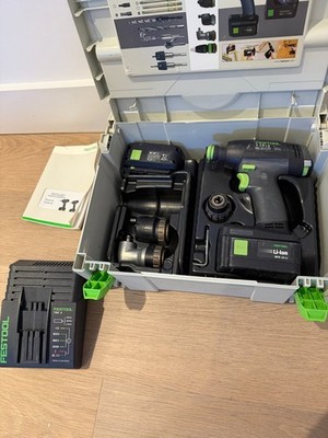 Festool T 15+3, Drill, 2x Battery, Charger, Case, 3x Drill Heads Tested Working