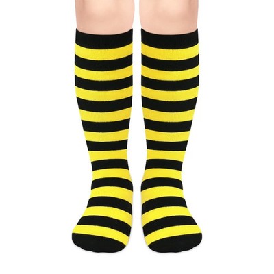 Sarfel Toddler Halloween Socks Kids 3-6 Years, Striped Black & Yellow 