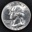 1958-P Washington Silver Quarter BU Uncirculated - Philadelphia Mint