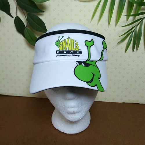 Snails Pace Running Shop Visor Hat BOCO Gear White Black Green Snail Logo