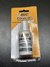 BIC Cover-it White Out correction fluid liquid paper 0.7oz Each -Brand New