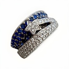 Diamond Sapphire 18 ct Gold Ring Shooting Star Bespoke White Gold - Size N 1/2