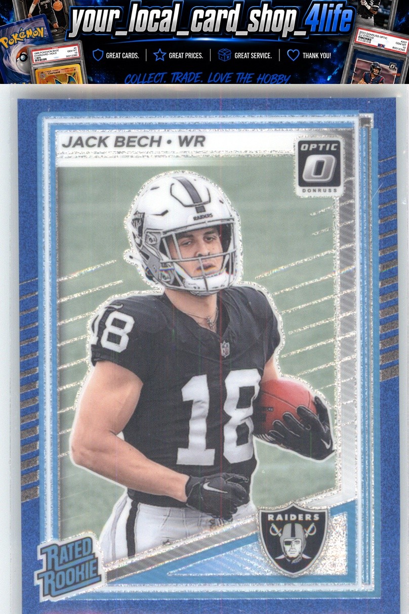 2025 Donruss Optic Blue Glitter #211 Jack Bech Rookie Las Vegas Raiders