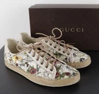 Men's Gucci Flora Size 11.5 G Multicolor Print Canvas Espadrille Sneakers