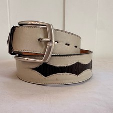 Tony Lama Gold Label Genuine Alligator Lizard Belt Cream Brown Western Size 36