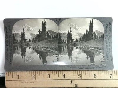 Mount Rainier Reflected in Mirror Lake Stereoview Keystone View Co. 1900s