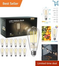 12 Pack Vintage E26 LED Edison Bulbs Dimmable 8W 60W Equivalent Warm White