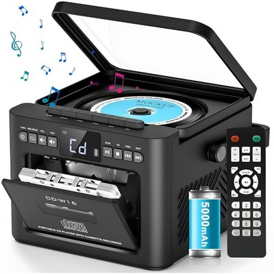 AKKEE mit Bluetooth-Lautsprecher, FM-Radio und Kassettenspieler Stereo-CD Player