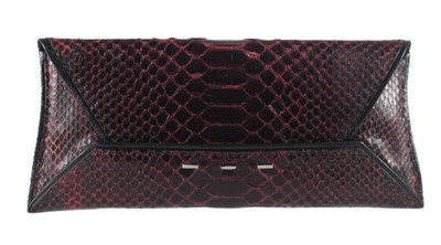 VBH FIRST-EDITION Burgundy Purple Python Skin STRETCH Envelope Clutch Bag