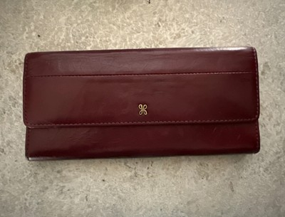 #ad HOBO Jill Large trifold MERLOT wallet W Zip Compartment Outside NWOT