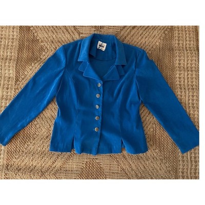 VTG. Leslie Fay Petite Blazer SZ 12P Blue front close 
