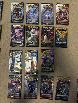 Pokémon Empty Booster Packs/Wrappers, Team Up, Shining Legends, Hidden Fates 