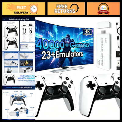 Retro Game Console 2026, 40000+ Games, 23 Emulators, Dual Wireless Controllers,