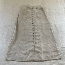 Vintage 100 Linen Skirt w/Front Buttons