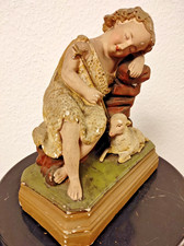 Alte Statue "Johannes der Täufer als Kind mit Lamm und Kreuzstab" - ca. 1930