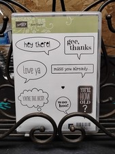 Stampin Up Just Sayin' Stamps Word Bubbles Framelits Hey There, Love ya