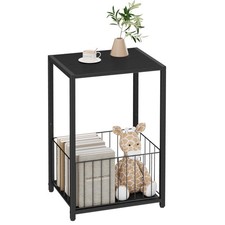 Black Record Player Stand Magazine LP Storage Holder 11x16.9x23.6 Inch