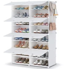 HOMIDEC Shoe Rack, 8 Tier Shoe Storage Cabinet 32 Pair Plastic Shoe Shelves O...