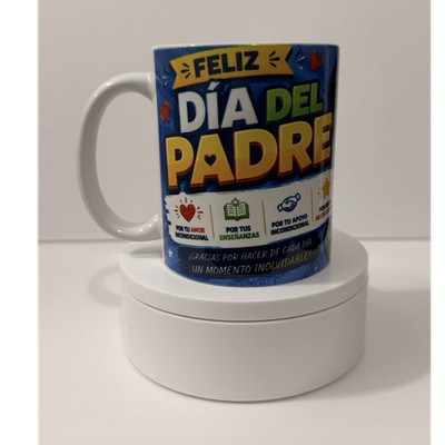 Feliz Día del Padre Spanish Message Ceramic Coffee Mug 11 oz Decorated Blue