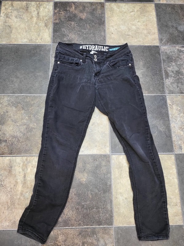 Girls/Juniors Hydraulic Size 11/12 Super Skinny Black Jeans With Stretch Waist