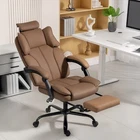 HOMCOM Office Chair, Pet-Friendly Fabric Reclining Desk Chair, Brown
