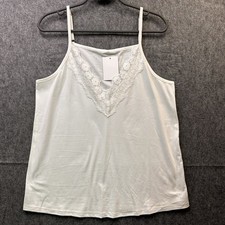 White Women's Medium Camisole Top Lace Trim Polyester Elastane