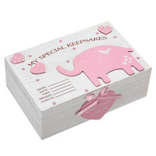 3D Wooden Baby Boys Memories Keepsake Box Baby Girls Elephant First Keepsake Box