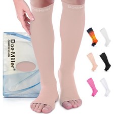Doc Miller Open Toe Compression Socks 8-15 mmHg Toeless Circulation Support 3XL