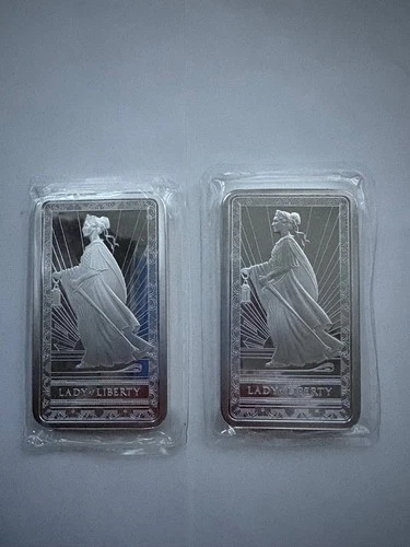 10 oz Pamp Lady of Liberty, Proof-like finish .999 Silver Bar, Original Sealed.
