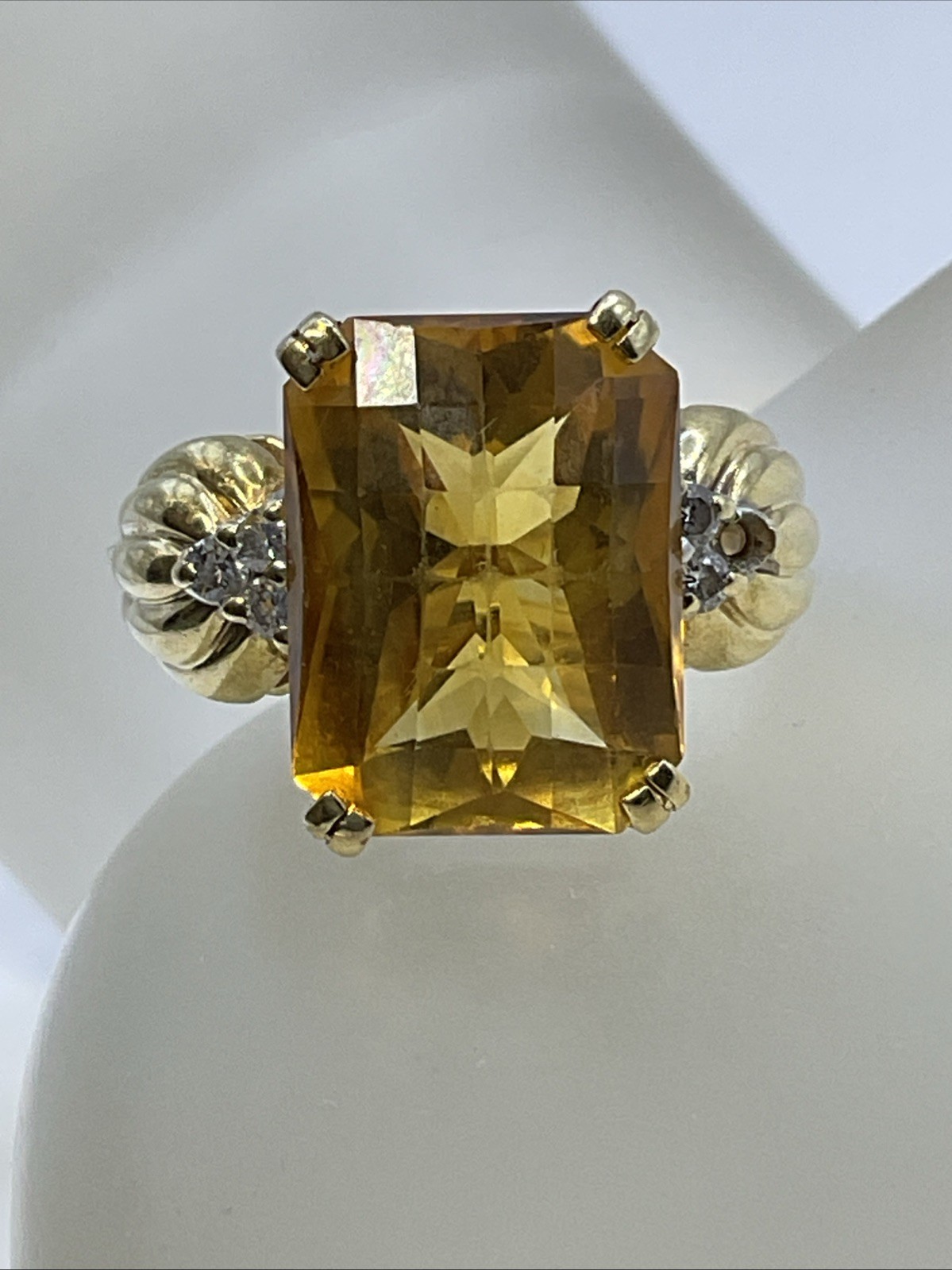 COCKTAIL Ring Solid 12K Yellow Gold Checkerboard … - image 11