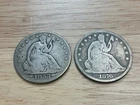 Lot of 2 United States Silver Seated Liberty Half Dollars - 1853 arrows, 1876
