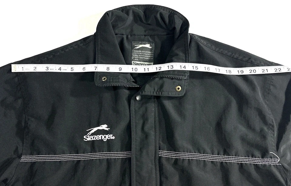 Vintage Slazenger Sports Jacket Black Size 105 Zip Snap Front Embroidered Logo - Image 4 of 4