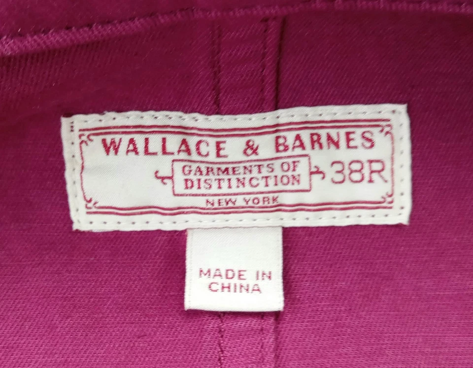 Chaqueta Blazer 38R Wallace & Barnes Para Hombre Ajustada Roja Mezcla de Algodón y Lino Tareas Foto 2 de 4