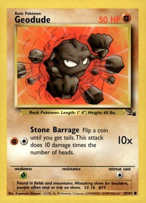 Geodude 47/62 Common Fossil Lightly Played