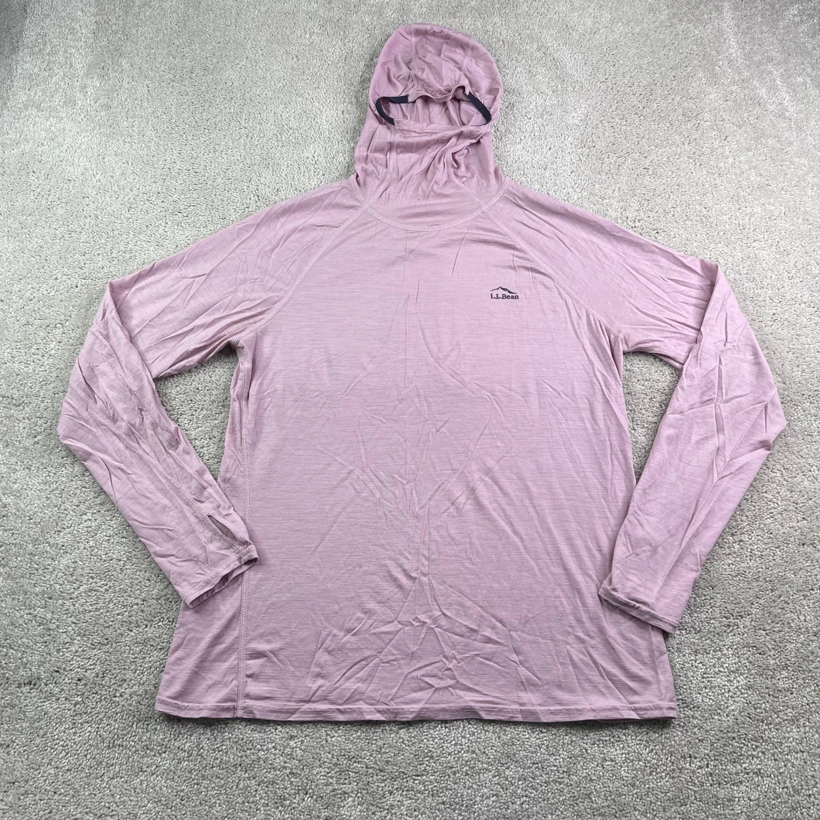 LL Bean Hoodie Womens XL Pink Cresta Merino Wool Ultralight 150 Base Layer Hike