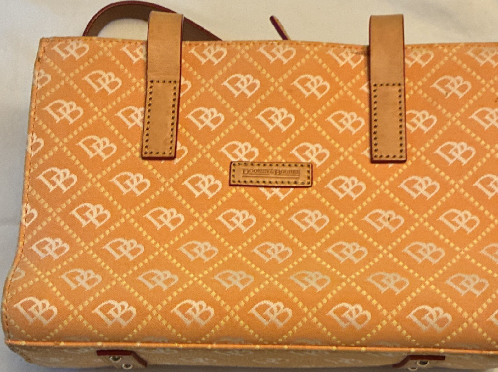 Dooney & Bourke Orange Logo Tote Bag Double Handles Inner Pockets